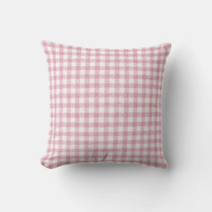 Coussin Charme Gingham Rose et Blanc Velouté