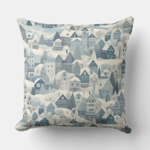 Coussin Charme scandinave Nordic Snow Winter Ville Motif