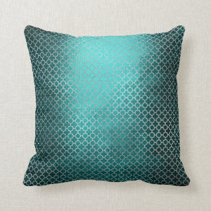 Coussin Charme vert turquoise d'argent d'art déco de