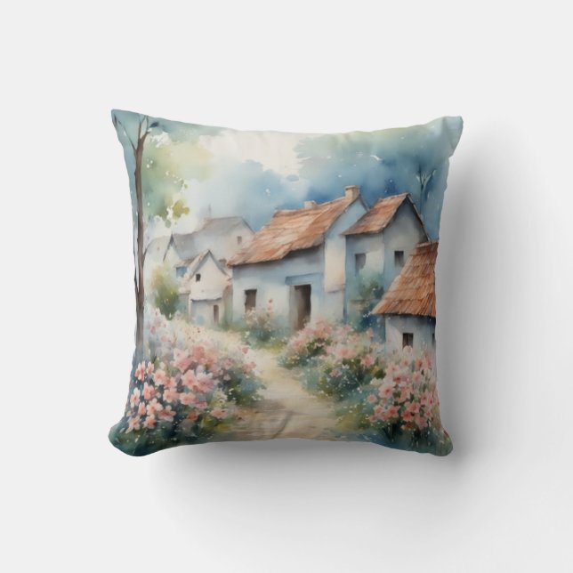 Coussin Charming Campagne Printemps Aquarelle Fleur (Recto)