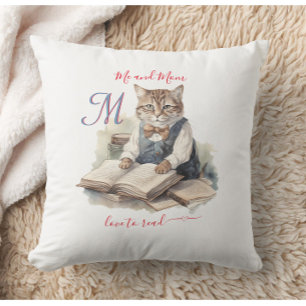 Coussin Charming Cats Maman Monogramme Aimer à lire
