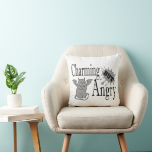 Coussin Charming mais en colère petit chat diable drôle ci