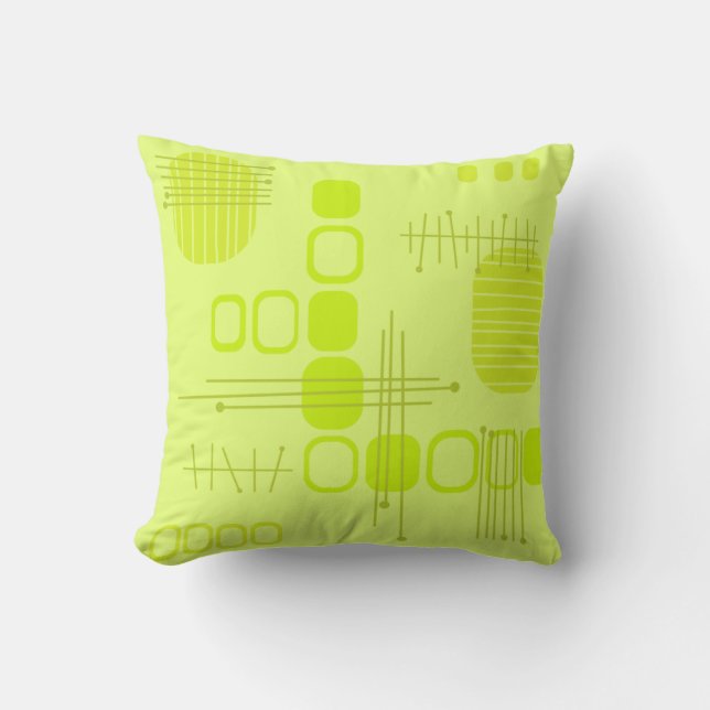 Coussin Chartreuse Abstraite en tissu d'écorce atomique (Recto)