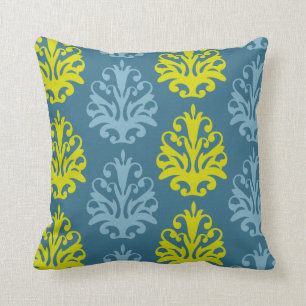 Coussin Chartreuse bleu ardoise damas sarcelle