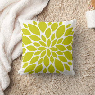 Coussin Chartreuse Éclatement floral vert et blanc