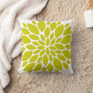Coussin Chartreuse Éclatement floral vert et blanc