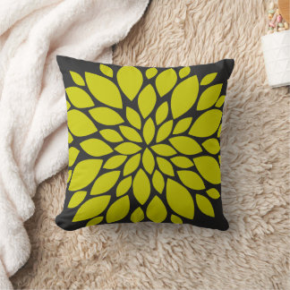 Coussin Chartreuse Éclatement floral vert et gris