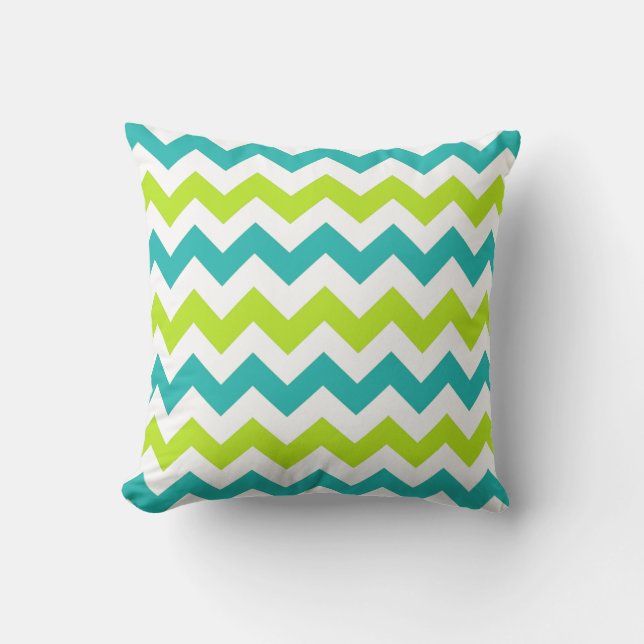 Coussin Chartreuse et turquoise de zigzag de (Recto)