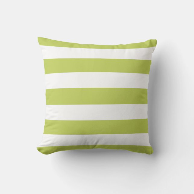 Coussin Chartreuse moderne et rayures blanches (Recto)