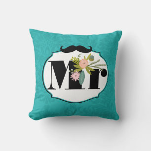Coussin Chartreuse moderne Turquoise Mariage damassé