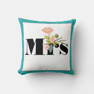 Coussin Chartreuse moderne Turquoise Mariage damassé