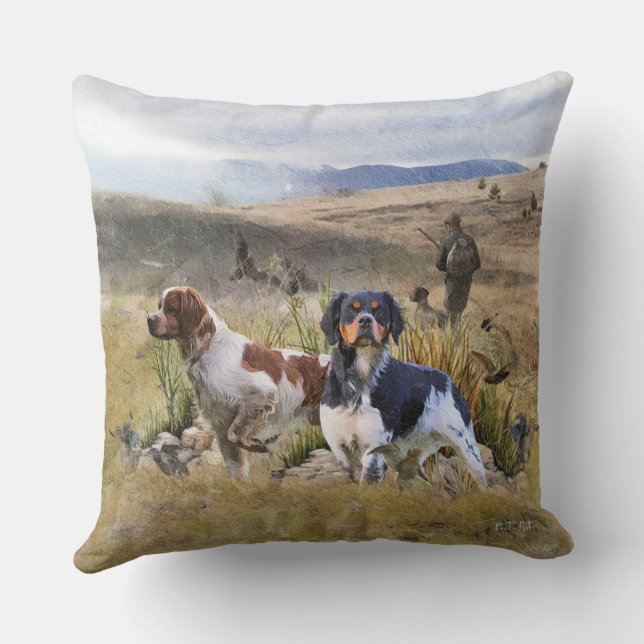 Coussin Chasse à la caille avec un Espagnol breton, Art (Verso)