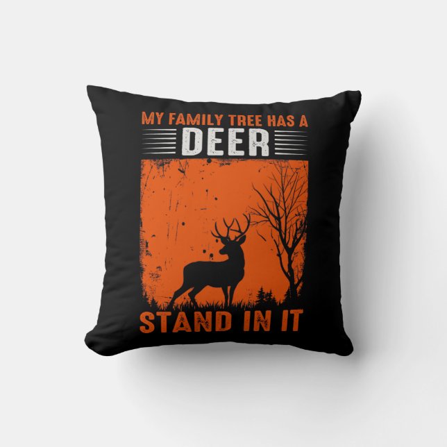Coussin Chasse au cerf arbre généalogique (Recto)