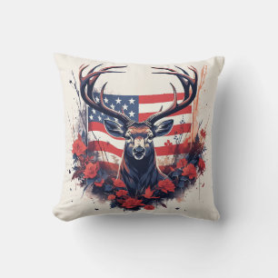 Coussin Chasse au cerf Drapeau américain USA Fier chasseur