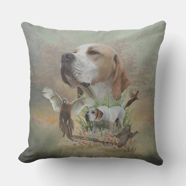 Coussin Chasse au faisan avec pointeurs, Art (Recto)