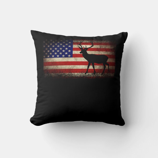 Coussin Chasse aux cerfs Drapeau américain USA Fier chasse (Recto)