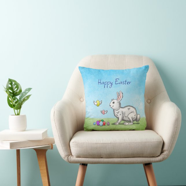 Coussin Chasse aux œufs du lapin de Pâques (Chaise)