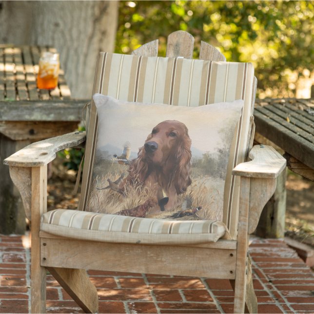 Coussin Chasse de Setter irlandais faisan, Art (Chaise)