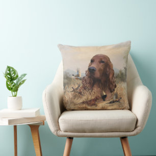 Coussin Chasse de Setter irlandais faisan, Art