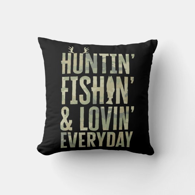 Coussin Chasse Pêche Aimer chaque jour Fête des pères Camo (Recto)