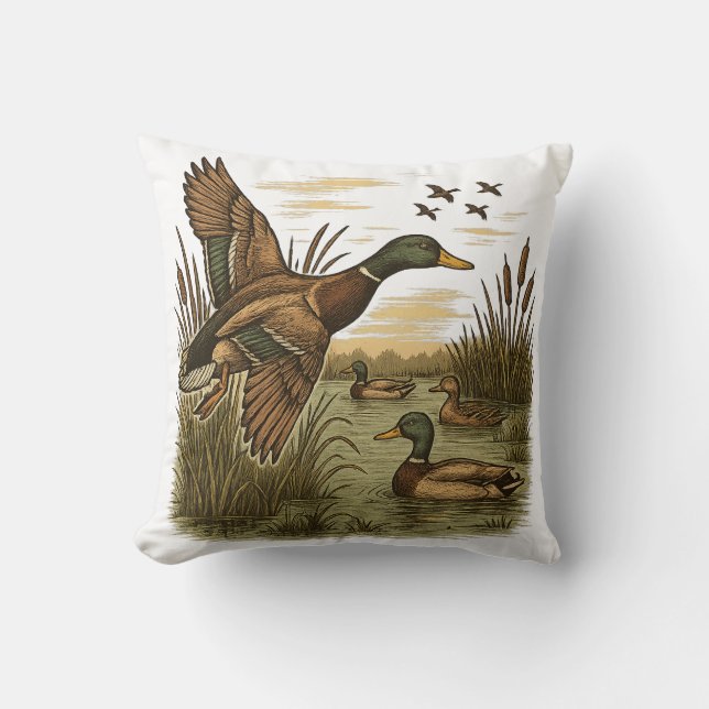 Coussin Chasse-Rétro-Volant-Caner-Colvert,  (Recto)