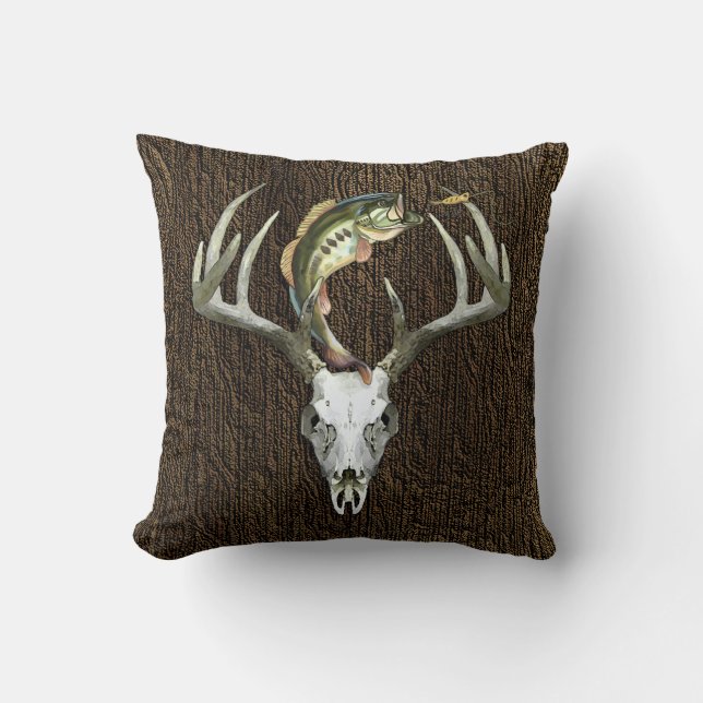Coussin Chasse Rustique Antlers Pêche (Recto)