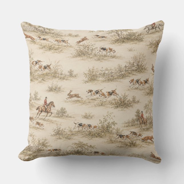 Coussin Chasse Traditionnelle au Foxhound (Recto)