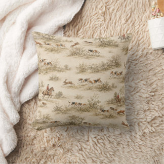 Coussin Chasse Traditionnelle au Renard avec des Foxhound