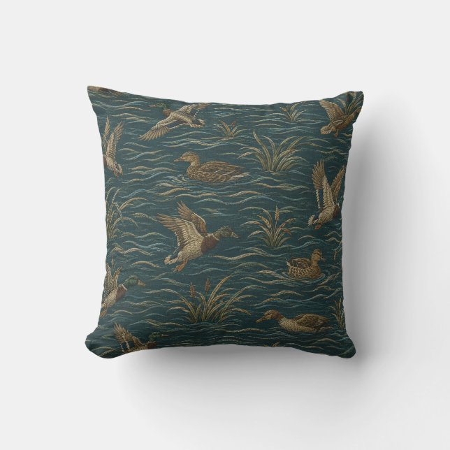 Coussin Chasseur de canards, chasse au canard (Recto)