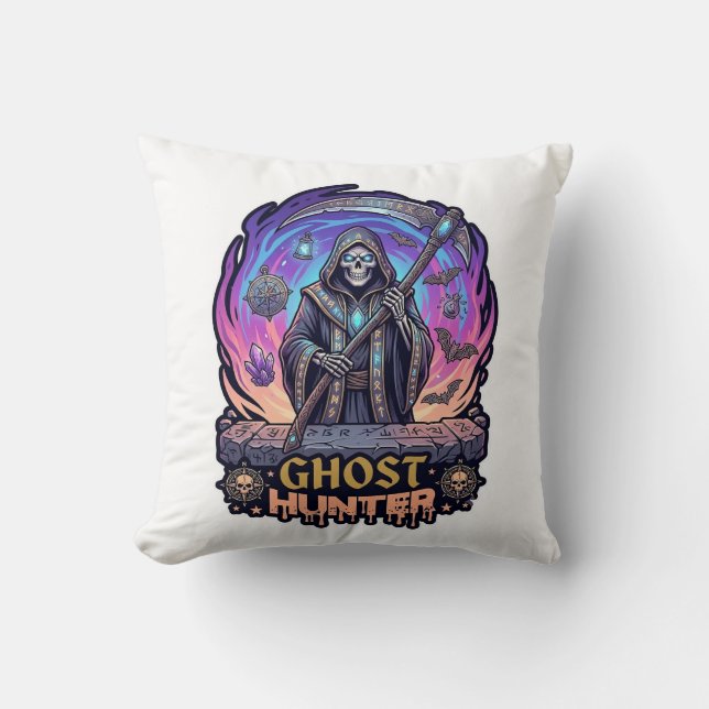 Coussin Chasseur de fantômes Faucheur Squelette Faux Fl Pu (Recto)