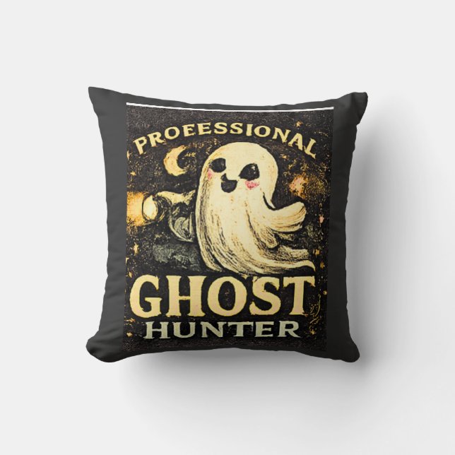 Coussin Chasseur de Fantômes Professionnel Drôle Halloween (Recto)