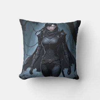 Coussin Chasseur de monstre en tenue noire Anime Girl
