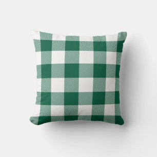 Coussin Chasseur vert et blanc En vichy plaid