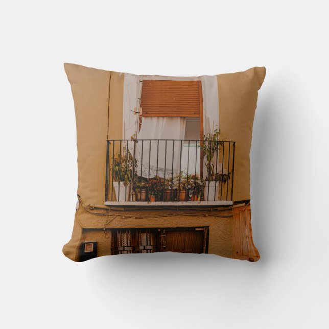 Coussin CHÂSSIS Brown EN BOIS AVEC PLANTES VERTS (Recto)