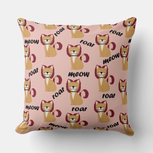 Coussin Chat à cheveux en tigre sur la pêche (Recto)