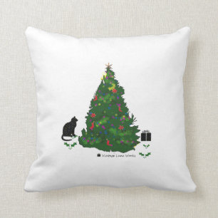 Coussin Chat à l'arbre de Noël