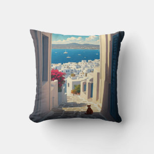 Coussin Chat à Mykonos Grèce Cyclades Voyage