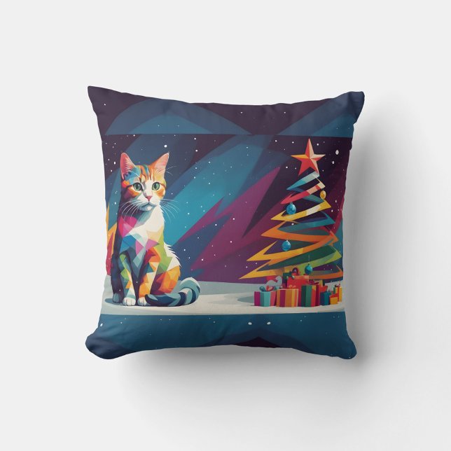 Coussin Chat Abstrait (Abstract Christmas Throw Pillow!)