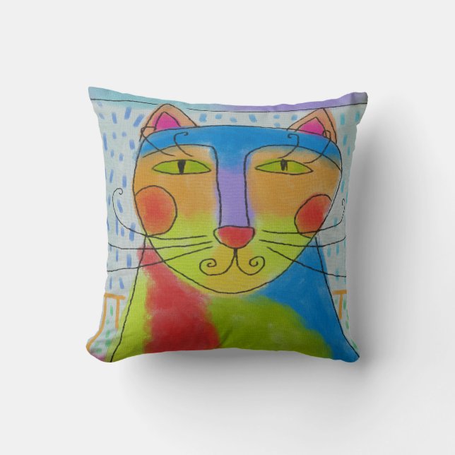 Coussin Chat Abstrait coloré (Recto)