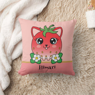 Coussin Chat Adorable Kawaii Fraise