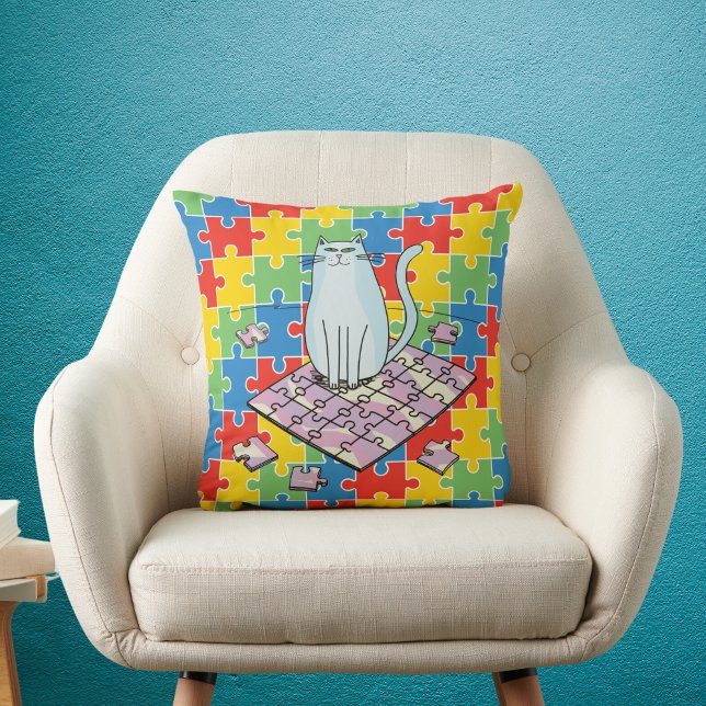 Coussin Chat aimant Jigsaw Puzle Mad (Créateur téléchargé)