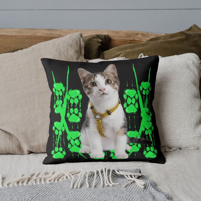Coussin Chat animal de compagnie photo lime motif noir per (Créateur téléchargé)