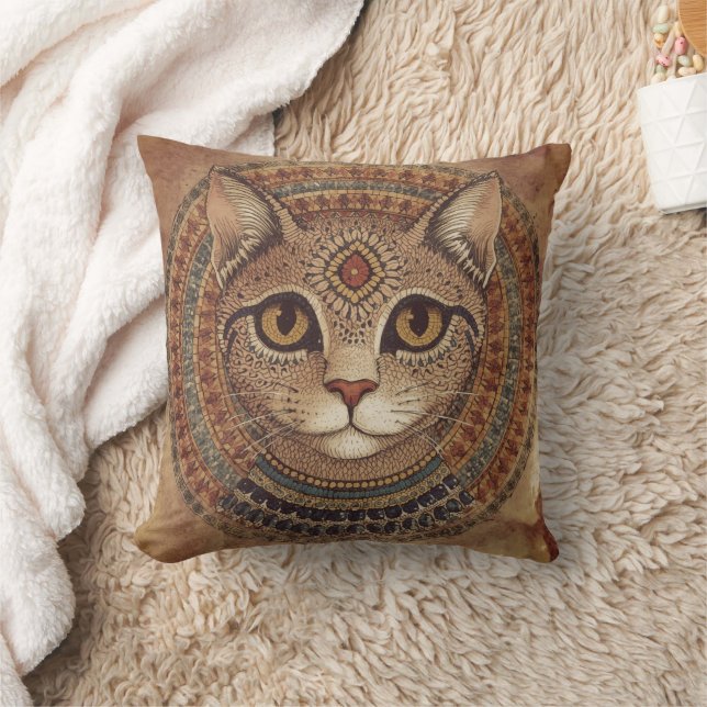 Coussin Chat antique vintage, style Grèce antique, marron (Couverture)