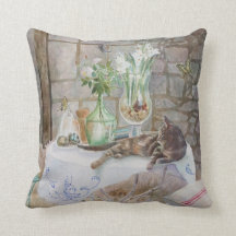 Chat aquarelle dans la ferme