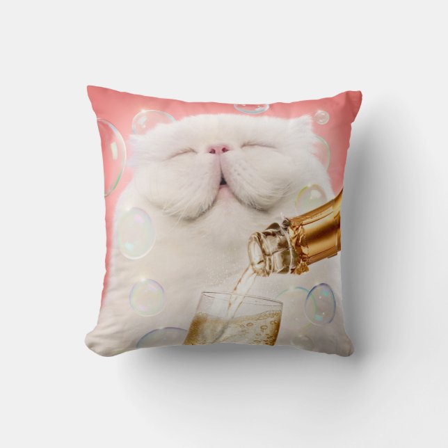 Coussin Chat au Champagne (Recto)