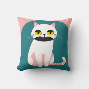 Coussin Chat aux couleurs vives et à l'expression joyeuse