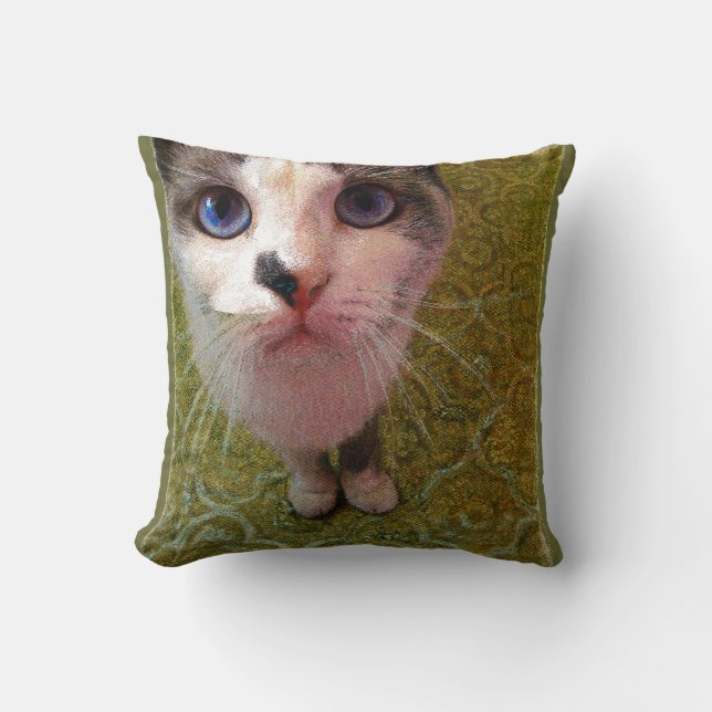 Coussin Chat aux yeux bleus par Alexandra Cook (Recto)