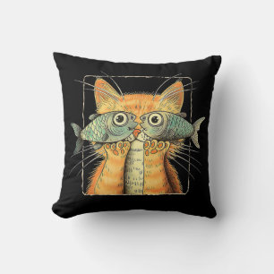 Coussin Chat aux yeux de poisson Chaton Parodie de chat dr