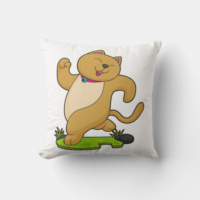 Coussin Chat avec collier en courant (Recto)