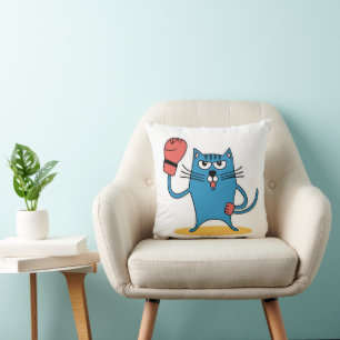 Coussin Chat avec gants de boxe
